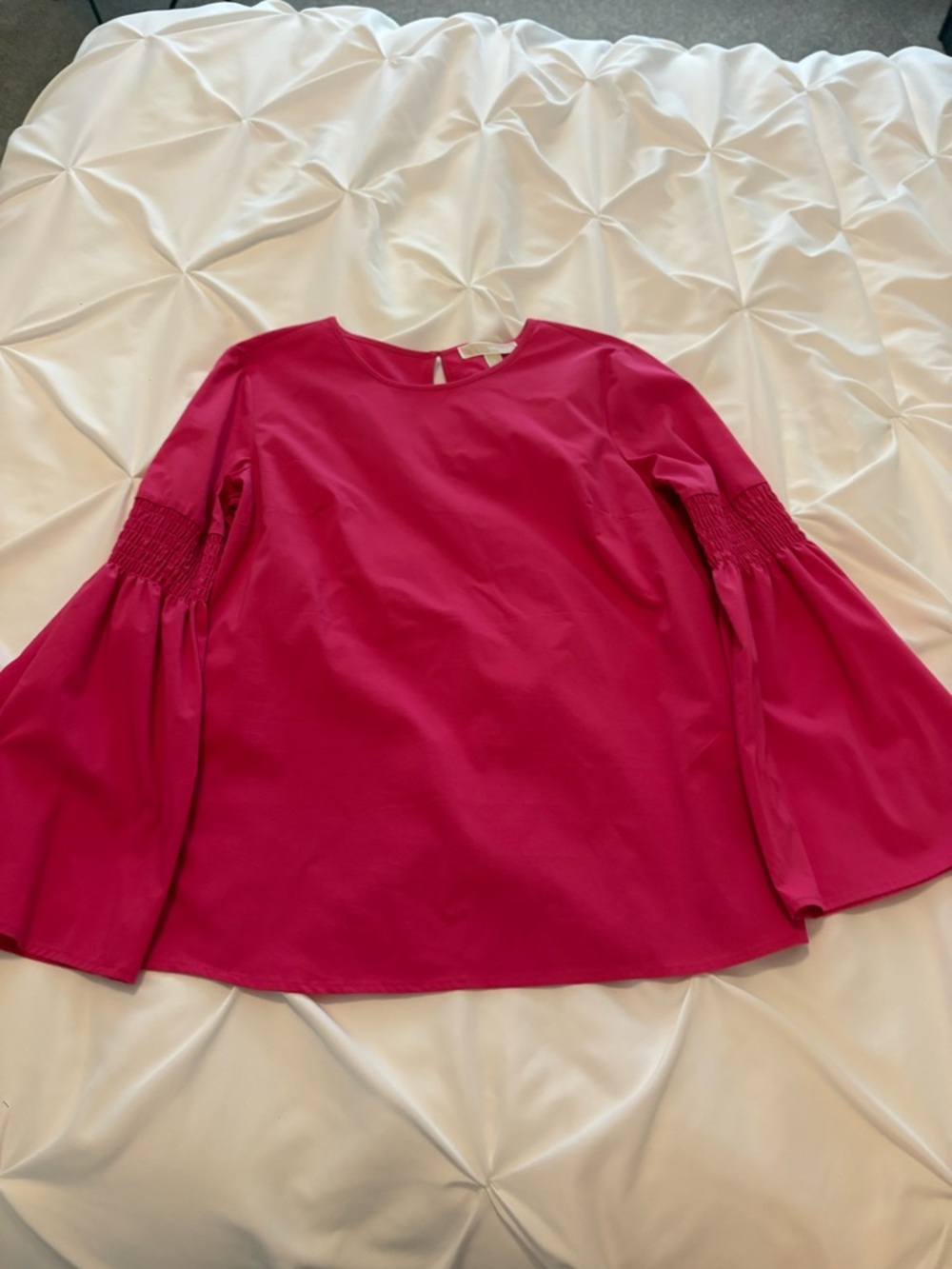 Michael Kors Fuchsia Smocked Bell Sleeve Top